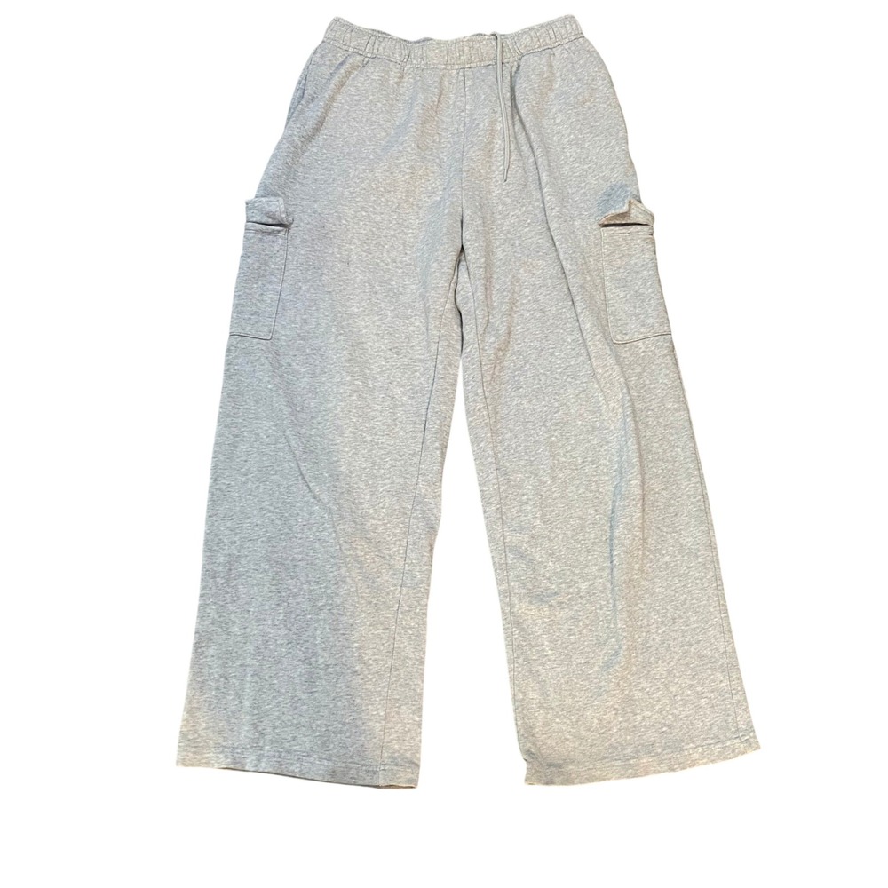 No Boundaries Cargo Sweatpants Womens Large L Gray Wide Leg Baggy Fleece Pants